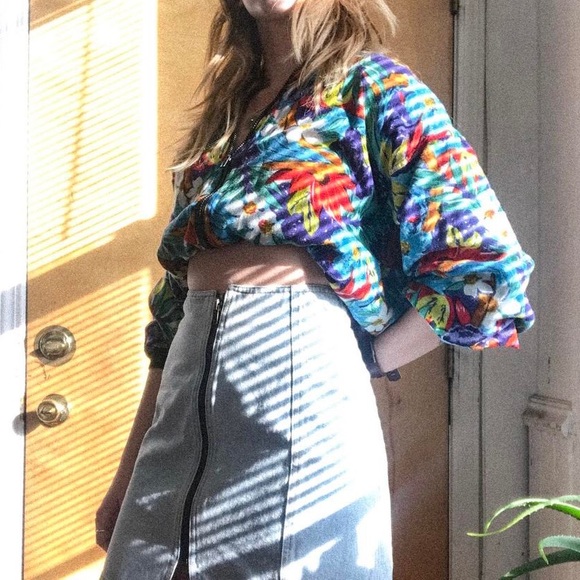 Vintage 80s Armani Full Zip Denim Mini Skirt - Picture 2 of 4